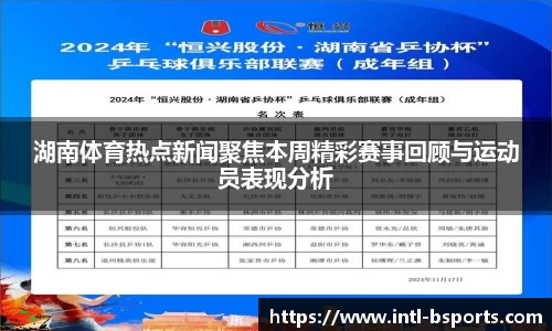 湖南体育热点新闻聚焦本周精彩赛事回顾与运动员表现分析